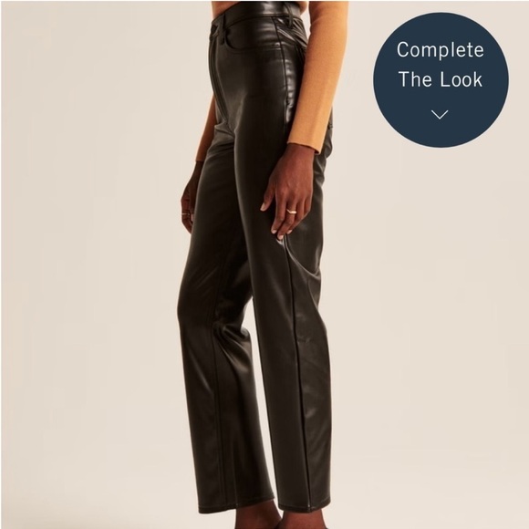 Abercrombie & Fitch Curve Love Vegan Leather Ankle Straight Pant - Picture 3 of 9